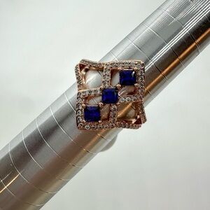 Feb 2026 Bomb Party Ring RG96230 Three Big Ideas, Rose Gold, Amethyst CZ Size 7